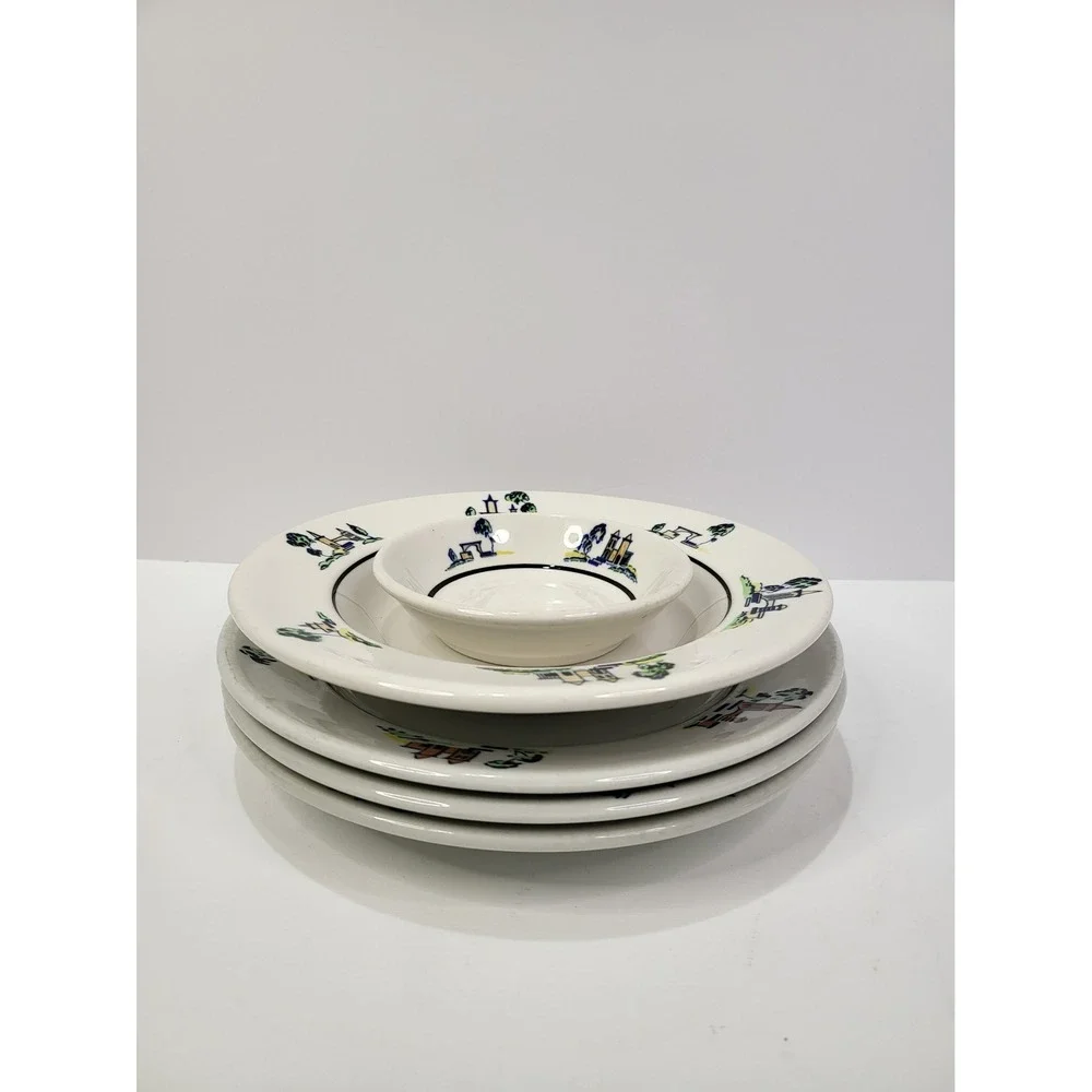 Vintage Syracuse Sterling China Cloister Hotel Sea Island Georgia Dish Set 5pc